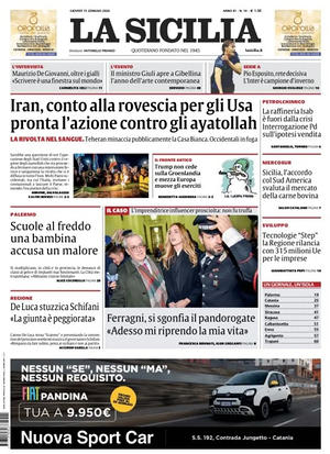 Prima pagina La Sicilia di oggi - Quotidiano regionale