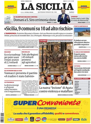 Prima pagina La Sicilia di oggi - Quotidiano regionale