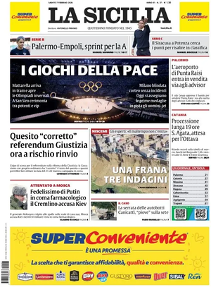 Prima pagina La Sicilia di oggi - Quotidiano regionale