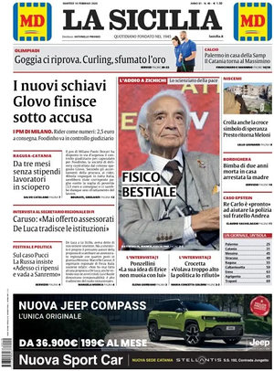 Prima pagina La Sicilia di oggi - Quotidiano regionale