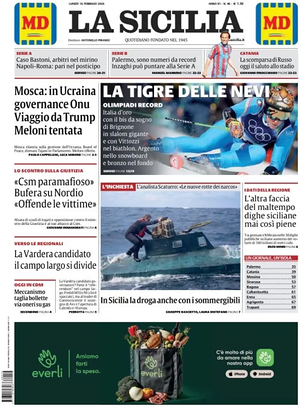 Prima pagina La Sicilia di oggi - Quotidiano regionale