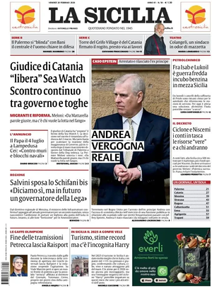 Prima pagina La Sicilia di oggi - Quotidiano regionale