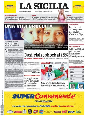 Prima pagina La Sicilia di oggi - Quotidiano regionale