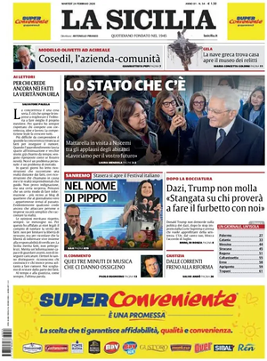 Prima pagina La Sicilia di oggi - Quotidiano regionale