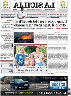 Prima pagina La Sicilia di oggi - Quotidiano regionale
