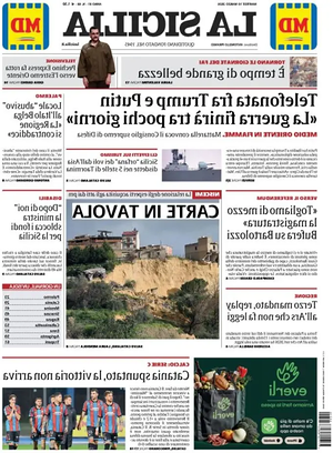 Prima pagina La Sicilia di oggi - Quotidiano regionale