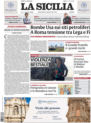 Prima pagina La Sicilia di oggi - Quotidiano regionale
