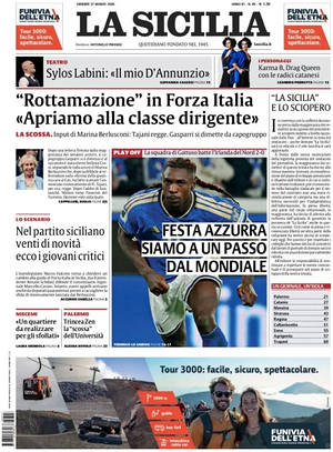 Prima pagina La Sicilia di oggi - Quotidiano regionale