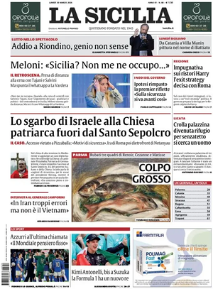 Prima pagina La Sicilia di oggi - Quotidiano regionale