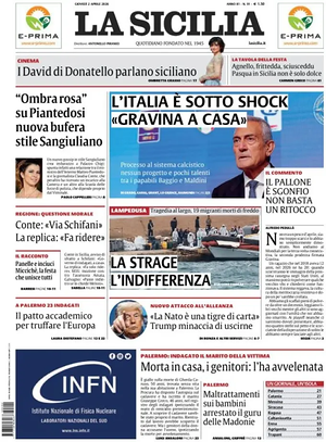Prima pagina La Sicilia di oggi - Quotidiano regionale