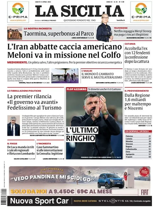 Prima pagina La Sicilia di oggi - Quotidiano regionale