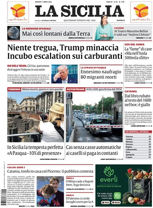 Prima pagina La Sicilia di oggi - Quotidiano regionale