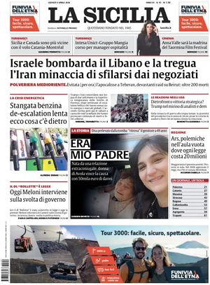 Prima pagina La Sicilia di oggi - Quotidiano regionale