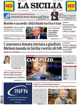 Prima pagina La Sicilia di oggi - Quotidiano regionale