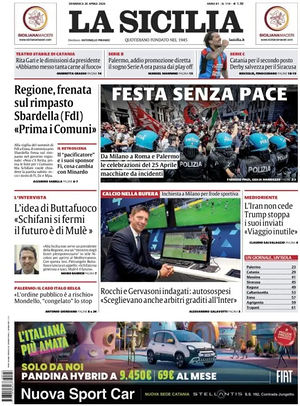 Prima pagina La Sicilia di oggi - Quotidiano regionale