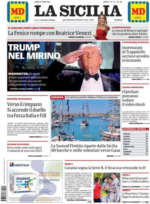Prima pagina La Sicilia di oggi - Quotidiano regionale