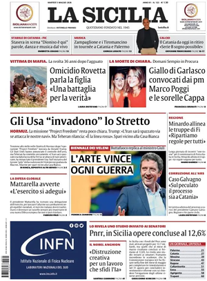 Prima pagina La Sicilia di oggi - Quotidiano regionale