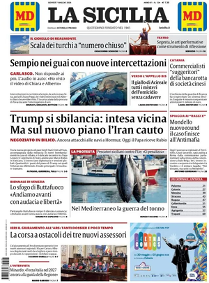 Prima pagina La Sicilia di oggi - Quotidiano regionale
