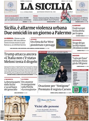 Prima pagina La Sicilia di oggi - Quotidiano regionale