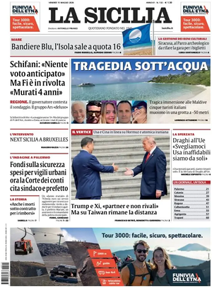 Prima pagina La Sicilia di oggi - Quotidiano regionale