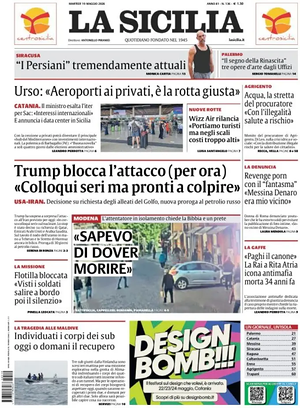 Prima pagina La Sicilia di oggi - Quotidiano regionale