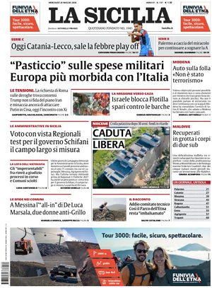 Prima pagina La Sicilia di oggi - Quotidiano regionale