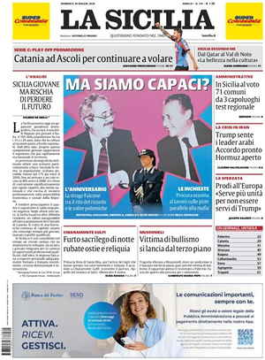 Prima pagina La Sicilia di oggi - Quotidiano regionale