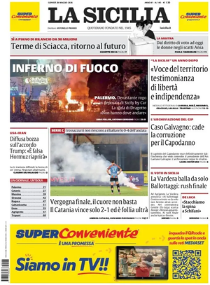 Prima pagina La Sicilia di oggi - Quotidiano regionale