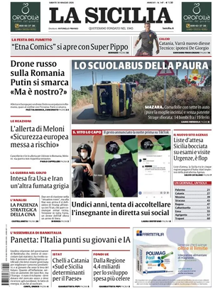 Prima pagina La Sicilia di oggi - Quotidiano regionale