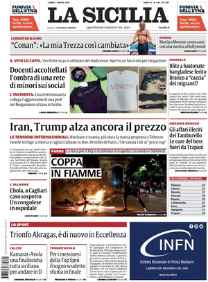 Prima pagina La Sicilia di oggi - Quotidiano regionale