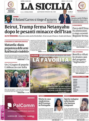 Prima pagina La Sicilia di oggi - Quotidiano regionale