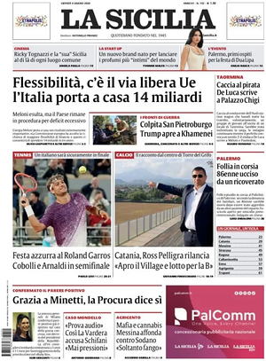Prima pagina La Sicilia di oggi - Quotidiano regionale