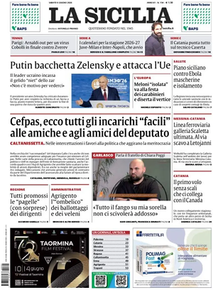 Prima pagina La Sicilia di oggi - Quotidiano regionale