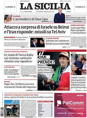 Prima pagina La Sicilia di oggi - Quotidiano regionale