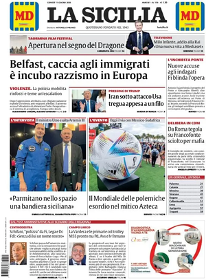 Prima pagina La Sicilia di oggi - Quotidiano regionale