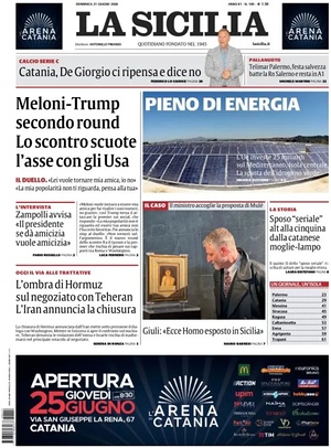 Prima pagina La Sicilia di oggi - Quotidiano regionale