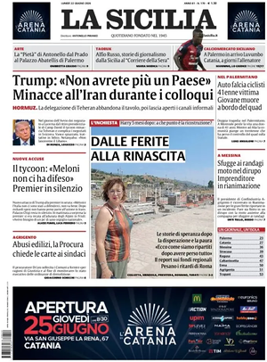 Prima pagina La Sicilia di oggi - Quotidiano regionale