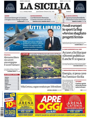 Prima pagina La Sicilia di oggi - Quotidiano regionale