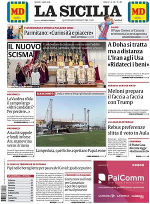 Prima pagina La Sicilia di oggi - Quotidiano regionale