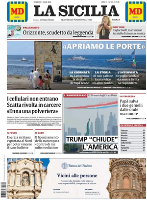Prima pagina La Sicilia di oggi - Quotidiano regionale