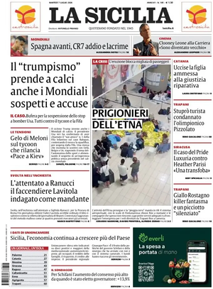 Prima pagina La Sicilia di oggi - Quotidiano regionale