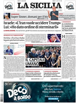 Prima pagina La Sicilia di oggi - Quotidiano regionale