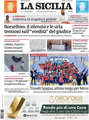 Prima pagina La Sicilia di oggi - Quotidiano regionale