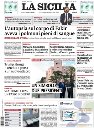 Prima pagina La Sicilia di oggi - Quotidiano regionale
