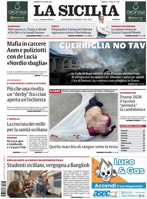Prima pagina La Sicilia di oggi - Quotidiano regionale