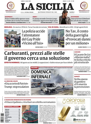Prima pagina La Sicilia di oggi - Quotidiano regionale