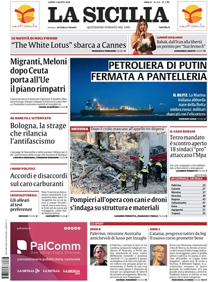 Prima pagina La Sicilia di oggi - Quotidiano regionale