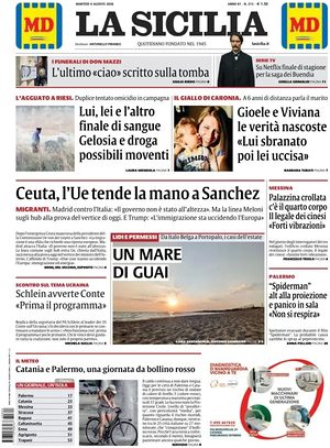 Prima pagina La Sicilia di oggi - Quotidiano regionale