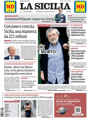 Prima pagina La Sicilia di oggi - Quotidiano regionale