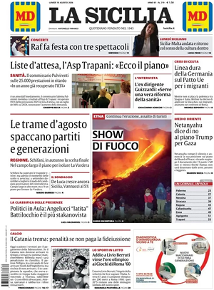 Prima pagina La Sicilia di oggi - Quotidiano regionale